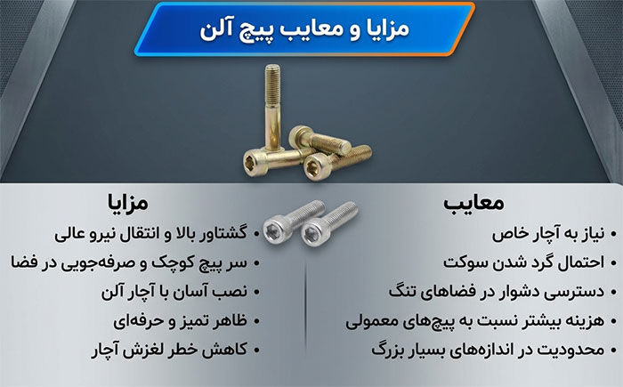 پیچ آلن دارای چه مزایای و معایبی است