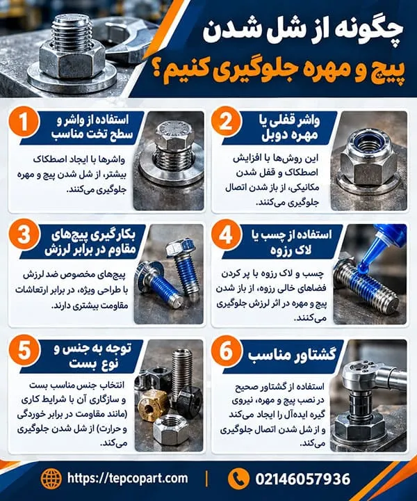 چگونه از شل شدن پیچ و مهره جلوگیری کنیم